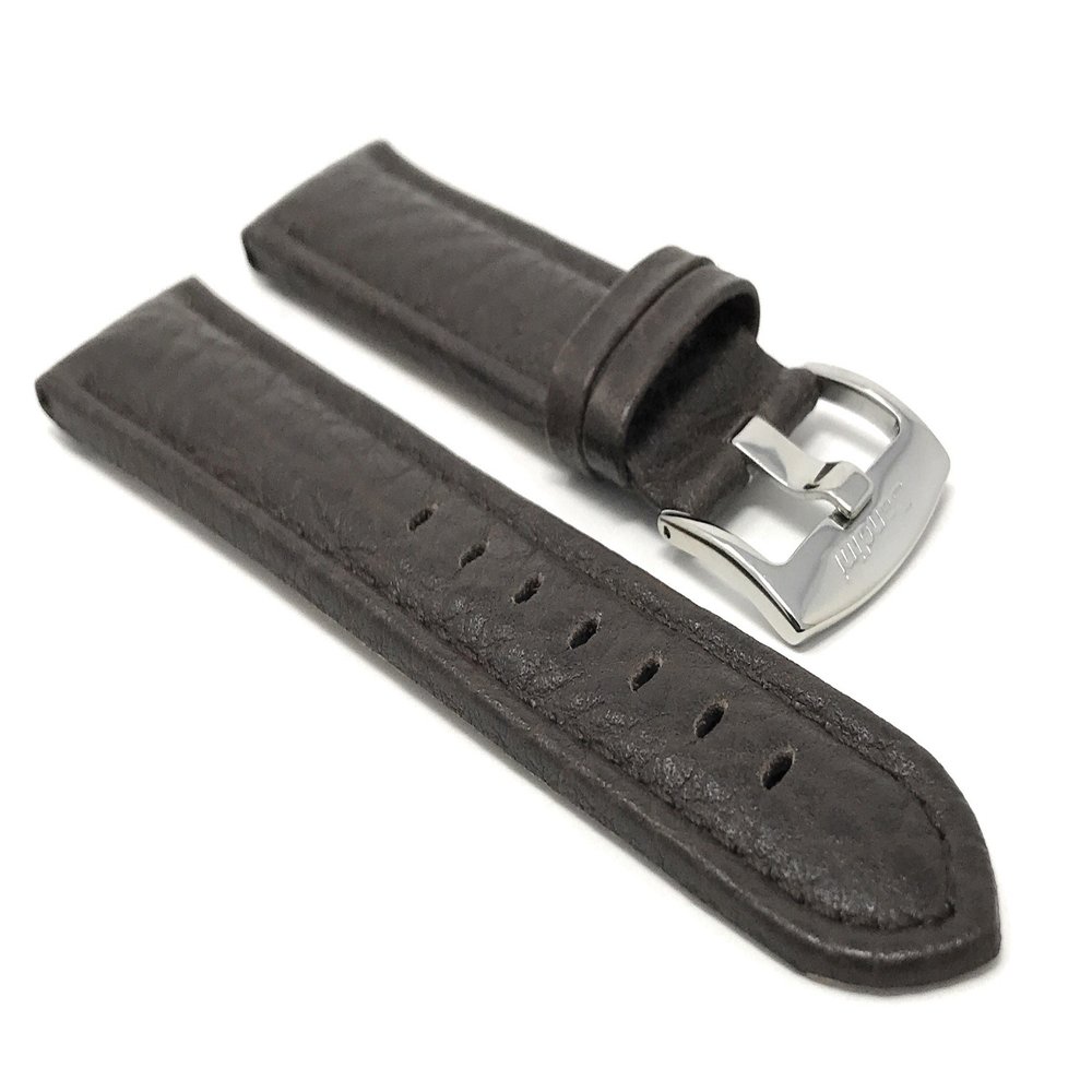 20mm Brown Smartwatch Band Strap fits Motorola 360 (42mm Case) & Many More, Leather, Buffalo Pattern, Stainless Steel Buckle