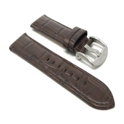 20mm Alligator Pattern Smartwatch Band Strap fits Motorola 360 (42mm Case) & Many More, Leather, Brown, Large Buckle