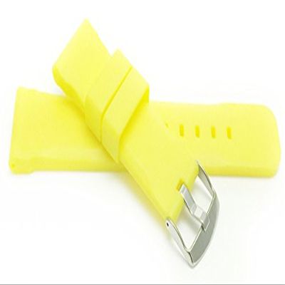 22mm Yellow Silicone Smartwatch Band Strap fits Motorola 360 (46mm Case), S3 Classic & Many More, with Stainless Steel Buckle
