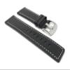 22mm Smartwatch Band Strap fits Motorola 360 (46mm Case), Samsung S3 Classic & Many More, Leather, Black, White Stitch view 1