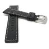 22mm Smartwatch Band Strap fits Motorola 360 (46mm Case), Samsung S3 Classic & Many More, Leather, Black, White Stitch view 2