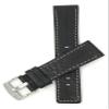 22mm Smartwatch Band Strap fits Motorola 360 (46mm Case), Samsung S3 Classic & Many More, Leather, Black, White Stitch view 3