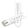 20mm White Smartwatch Band Strap fits Motorola 360 (42mm Case) & Many More, Leather, Vented Racer, Stainless Steel Buckle view 3