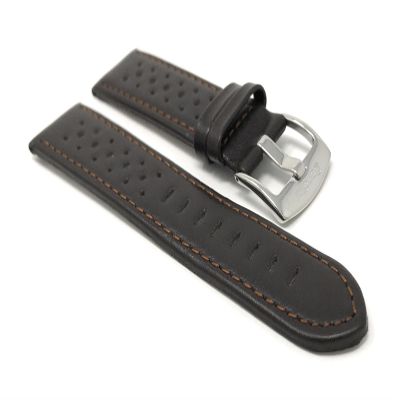 22mm Brown Smartwatch Band Strap fits Motorola 360 (46mm Case), S3 Classic & Many More, Leather, Vented Racer