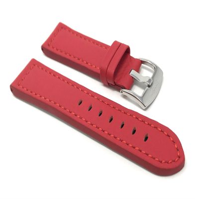 22mm Red Smartwatch Band Strap fits Motorola 360 (46mm Case), S3 Classic & Many More, Leather, Racer with Stitching