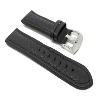 20mm Black Smartwatch Band Strap fits Motorola 360 (42mm Case) & Many More, Leather, Buffalo Pattern, Stainless Steel Buckle