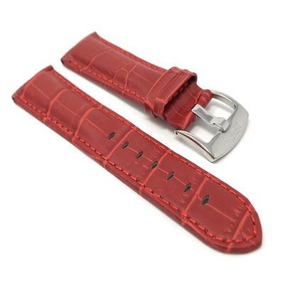 20mm Red Alligator Style Smartwatch Band Strap fits Motorola 360 (42mm Case) & Many More, Leather, Stainless Steel Buckle