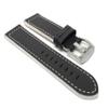 22mm Smartwatch Band Strap fits Motorola 360 (46mm Case), S3 Classic & Many More, Leather, Racer, Black with White Stitching view 1