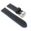 22mm Smartwatch Band Strap fits Motorola 360 (46mm Case), S3 Classic & Many More, Leather, Racer, Black with Blue Stitching view 1