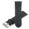 22mm Smartwatch Band Strap fits Motorola 360 (46mm Case), S3 Classic & Many More, Leather, Racer, Black with Blue Stitching view 3