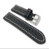 22mm Black Smartwatch Band Strap fits Motorola 360 (46mm Case), S3 Classic & Many More, Leather, Racer, White Stitching view 1