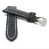 22mm Black Smartwatch Band Strap fits Motorola 360 (46mm Case), S3 Classic & Many More, Leather, Racer, White Stitching view 2