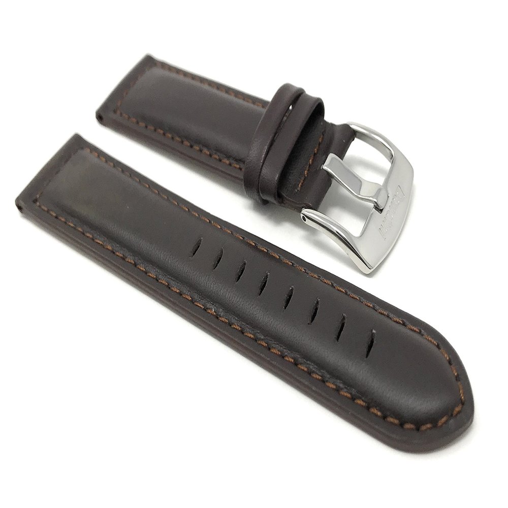 20mm Brown Smartwatch Band Strap fits Motorola 360 (42mm Case) & Many More, Leather, Mat Finish, Tone-on-Tone Stitching