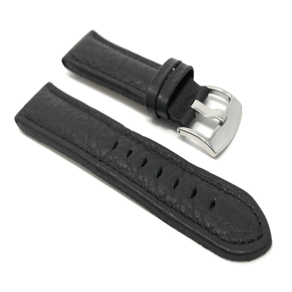22mm Black Smartwatch Band Strap fits Motorola 360 (46mm Case), S3 Classic, Fossil Q & Many More, Leather, Buffalo Pattern