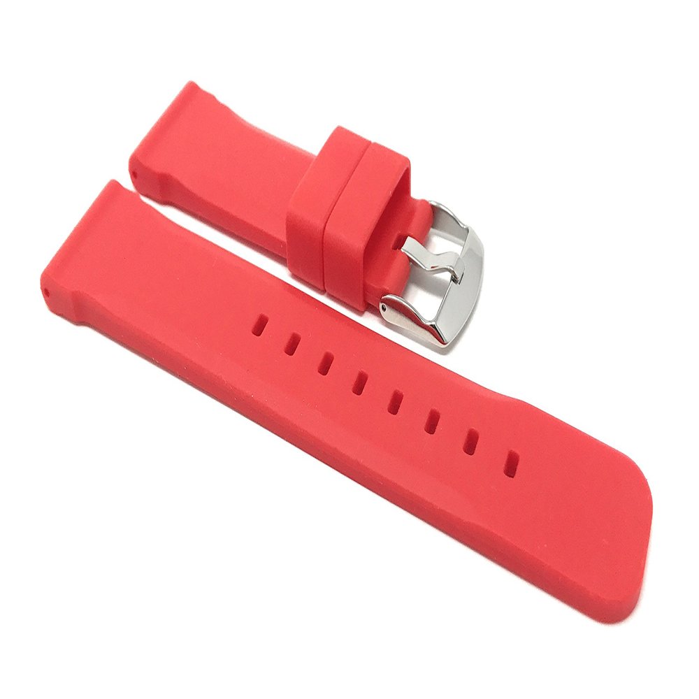 20mm Red Silicone Smartwatch Band Strap fits Motorola 360 (42mm Case) & Skagen Hagen, with Stainless Steel Buckle