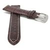 Extra Long, 20mm Alligator Pattern Smartwatch Band Strap fits Motorola 360 (42mm Case) & Many More, Leather, Brown White Stitching view 2