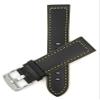 22mm Smartwatch Band Strap fits Motorola 360 (46mm Case), S3 Classic & Many More, Leather, Racer, Black with Yellow Stitching view 3