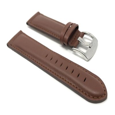 22mm Light Brown Leather Smartwatch Band Strap fits Motorola 360 (46mm Case), S3 Classic, Fossil Q & Many More, Mat Finish, Tone-on-Tone Stitching
