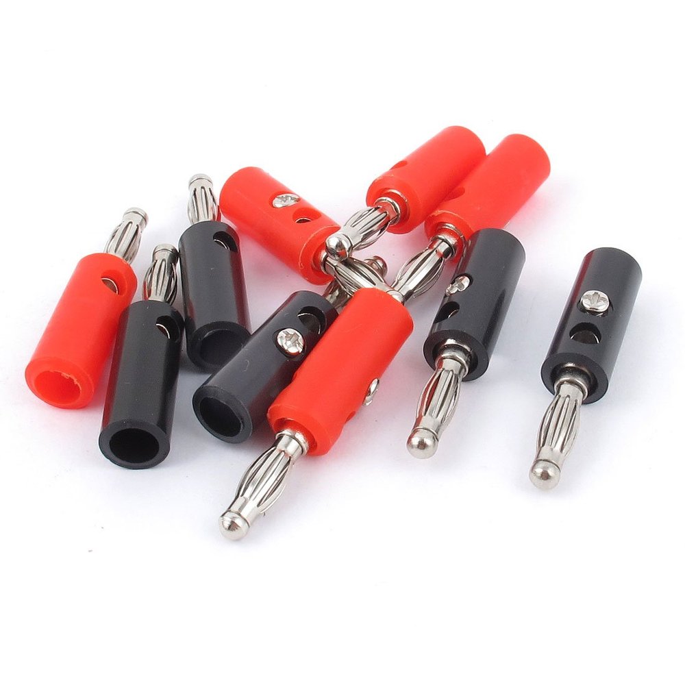 Aexit 10Pcs Red Audio & Video Accessories Black Speaker 4mm Cable Male Connectors & Adapters Banana Connector