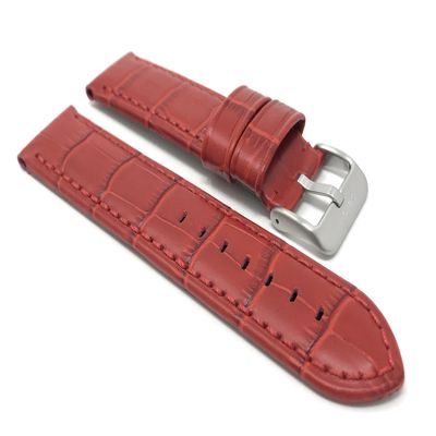 22mm Red Waterproof Smartwatch Band Strap fits Motorola 360 (46mm Case), S3 Classic, Fossil Q & Many More, Alligator Pat, Leather