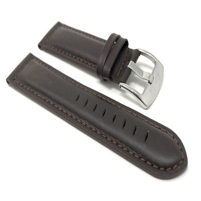 22mm Brown Leather Smartwatch Band Strap fits Motorola 360 (46mm Case), S3 Classic, Fossil Q & Many More, Mat Finish, Tone-on-Tone Stitching