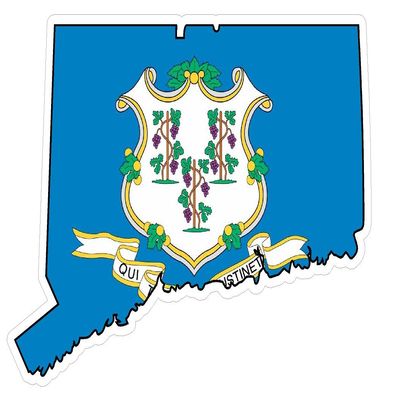 CustomDecal US Connecticut State (Q9) - Premium Distressed Flag Vinyl Decal - American State Pride Sticker for Cars, Trucks, Windows, and Laptops - USA Flag Black and White Design - Waterproof 5''