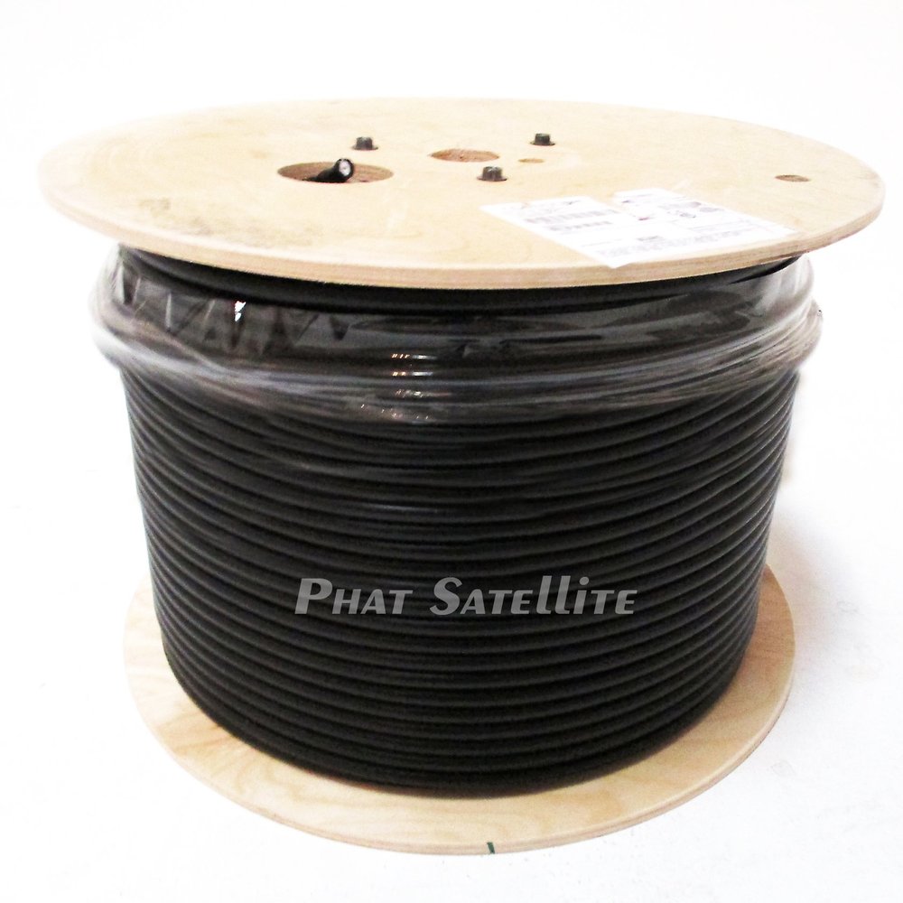 1000ft BLACK MADE IN USA RG-11 DIRECT BURIAL TRISHIELD COAXIAL DROP CABLE 14AWG 75 OHM GEL COAT BRAIDS PE JACKET BURIED FLOODED INDOOR OUTDOOR UNDERGROUND COAX CABLE REEL (LOWER SIGNAL LOSS OVER RG6)