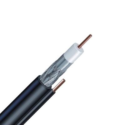 1000ft BLACK PERFECT VISION CB4B06DSCR0 DUAL SHIELD RG6 COAXIAL CABLE SOLID COPPER 18AWG 75 Ohm 3GHz with 17AWG Ground Messenger UL ETL CM CATV HDTV Audio Video Internet INDOOR OUTDOOR BULK COAX REEL