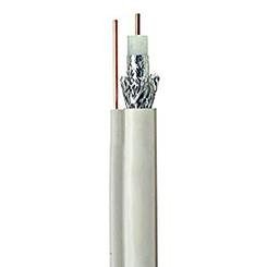 1000ft WHITE DUAL SHIELD SOLID COPPER RG-6 COAXIAL 18AWG 75 Ohm 3Ghz Cable with 17AWG Ground Messenger UL ETL CM TV CATV HDTV Telecommunication Audio/Video Internet INDOOR/OUTDOOR BULK COAX CABLE