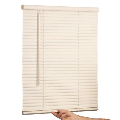 LOTUS & WINDOWARE Cordless Mini Blind, 1" Vinyl Slats, 25" Wide x 72" Long - Alabaster, Window Blinds for Home and Office, Interior Door Blinds - Light Filtering