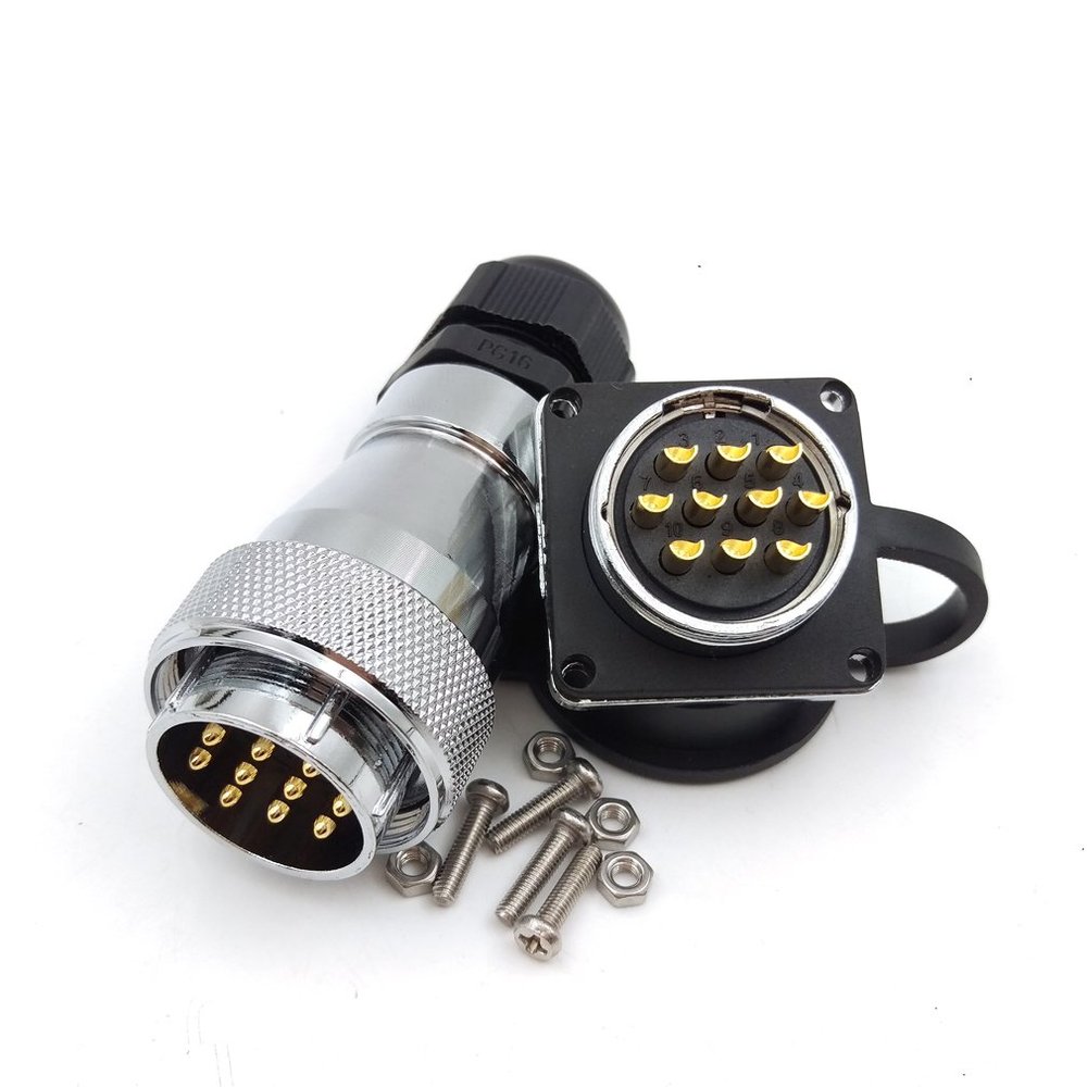 WF28 10 pin Industrial Electrical Power Cable Connector, 10 pins Waterproof Connector IP67, Welded Male Female Aviation Bulkhead Waterproof Connector(10PIN, 2SET)