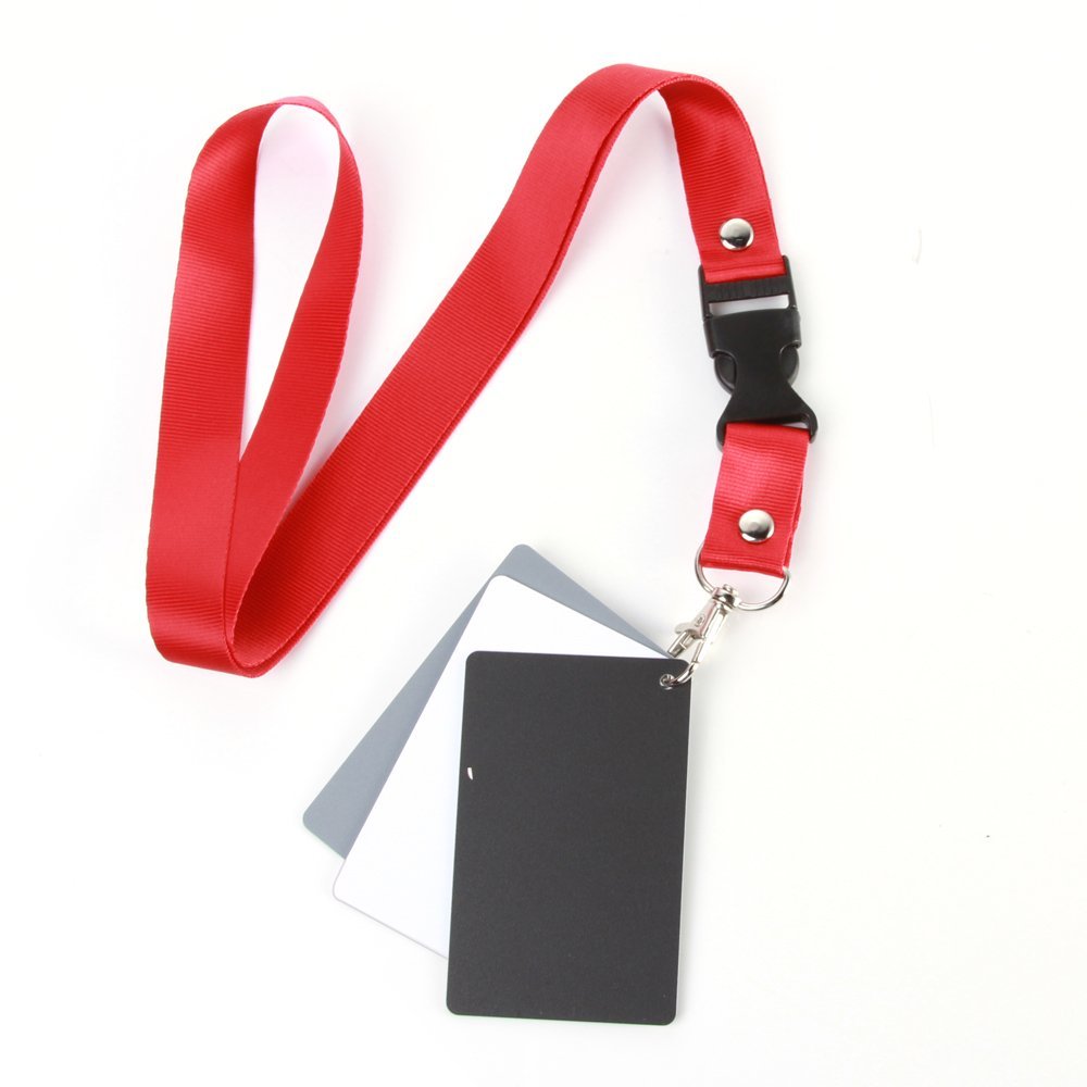 FocusFoto 3-in-1 Pocket-Size Portable Digital White Black Grey Balance Exposure Cards 18% Gray Card for Photograph Shot