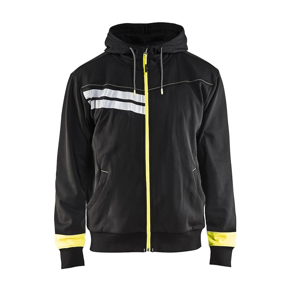 BLAKLADER 4958: US hood sweater visible, Color: Black/Yellow, Size: 4XL (4958252699334XL)