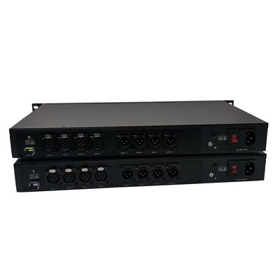 4 Ch Bi-Directional(2 Way) Balanced Audio Over Fiber Extender to 20 Km Over 1 Core SMF, w/ 19'' 1 U Chassis, Supports 16-bit Digitally Encoded Audio