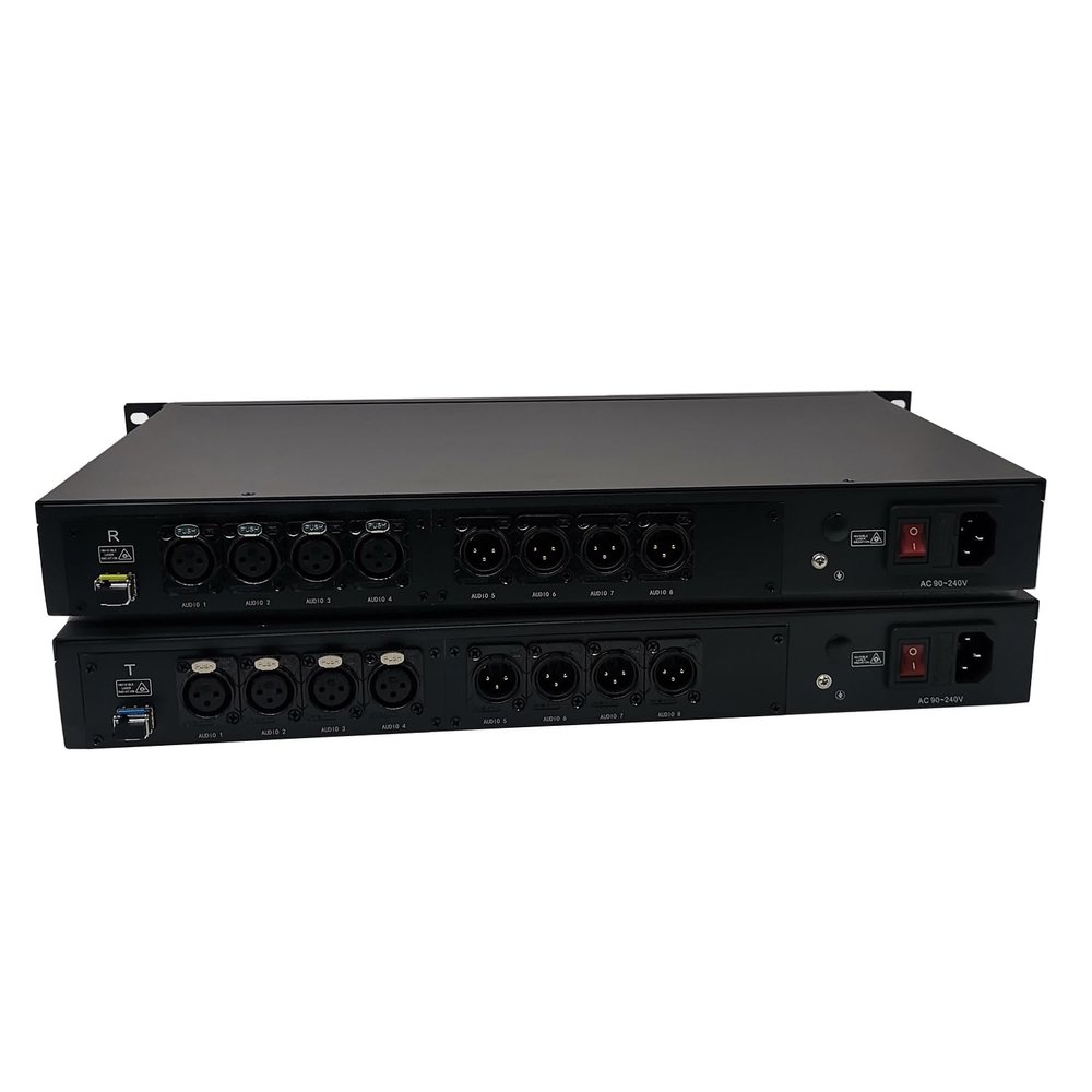 4 Ch Bi-Directional(2 Way) Balanced Audio Over Fiber Extender to 20 Km Over 1 Core SMF, w/ 19'' 1 U Chassis, Supports 16-bit Digitally Encoded Audio