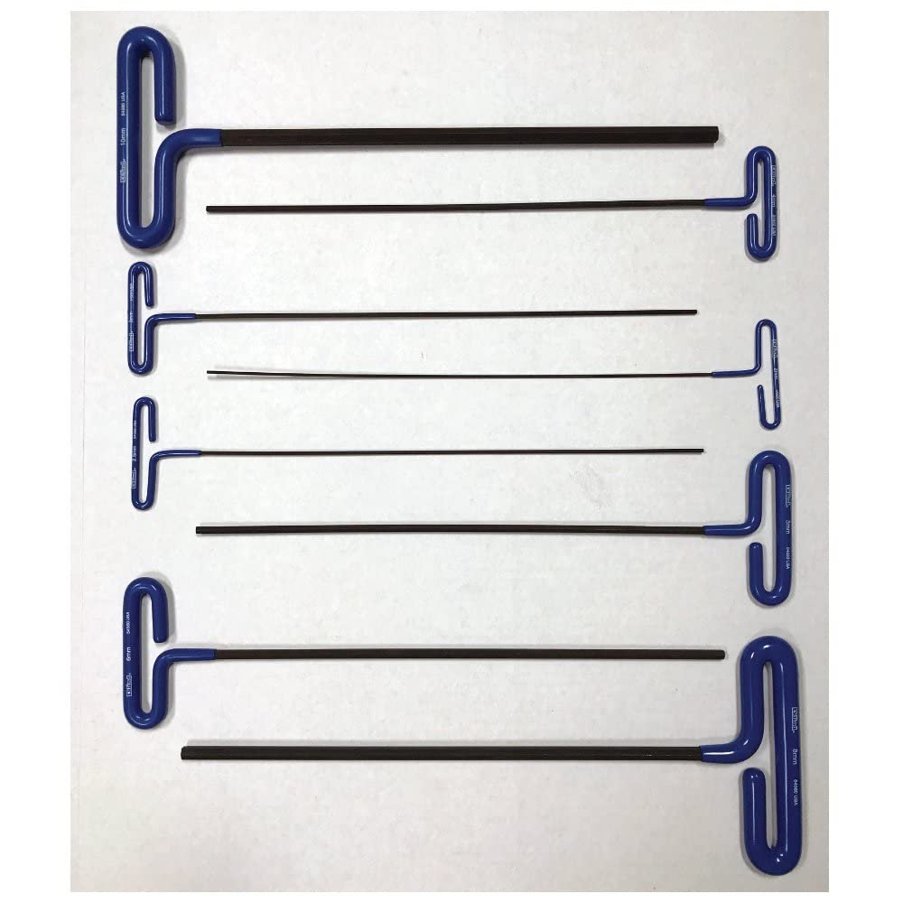 EKLIND 55508 Cushion Grip Hex T-Key allen wrench - 8pc set Metric MM sizes 2-10 (15In shaft)
