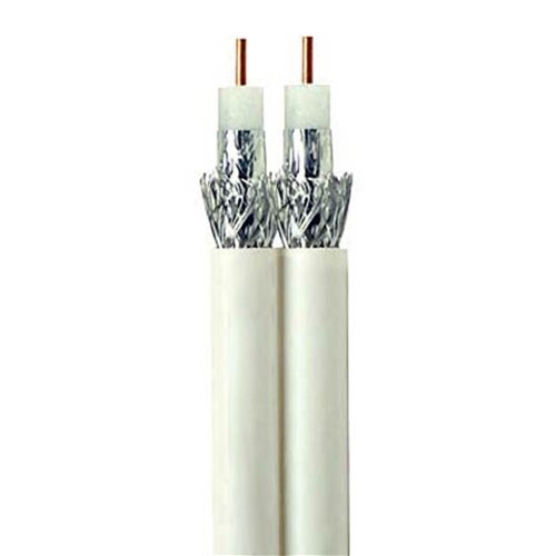 2 REELS OF 500ft WHITE RG6 PERFECT VISION CB2W06DSCR0-05 DUAL-SHIELD SIAMESE TWIN DUAL COAXIAL CABLE SOLID COPPER 18AWG 3GHZ 75 OHM AT&T DIRECTV APPROVED INDOOR OUTDOOR UV-RESISTANT PVC UL ETL CM