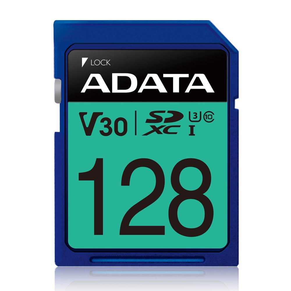 ADATA Premier Pro 128GB V30S SDXC UHS-I U3 V30 Class 10 Full HD and 4K UHD SD Memory Card (ASDX128GUI3V30S-R)