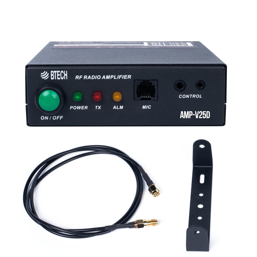 BTECH AMP-V25D Amplifier | 20-40W Power Boost for VHF (136-174MHz) | Compatible with Handheld Radios | Amplifies Analog and Digital Modes | Ideal for Mobile, Field, & Home Use
