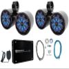 Kicker 45KM84L Waterproof Speakers w/LEDs Bundle with DMAC80B Wakeboard Speaker, Rockville MRCA25 RCA Cable, Pin, RMWK8 Waterproof Amp Wire Kit and RXM-F3 4-Channel Amp w/Microphone (7 Items) view 1