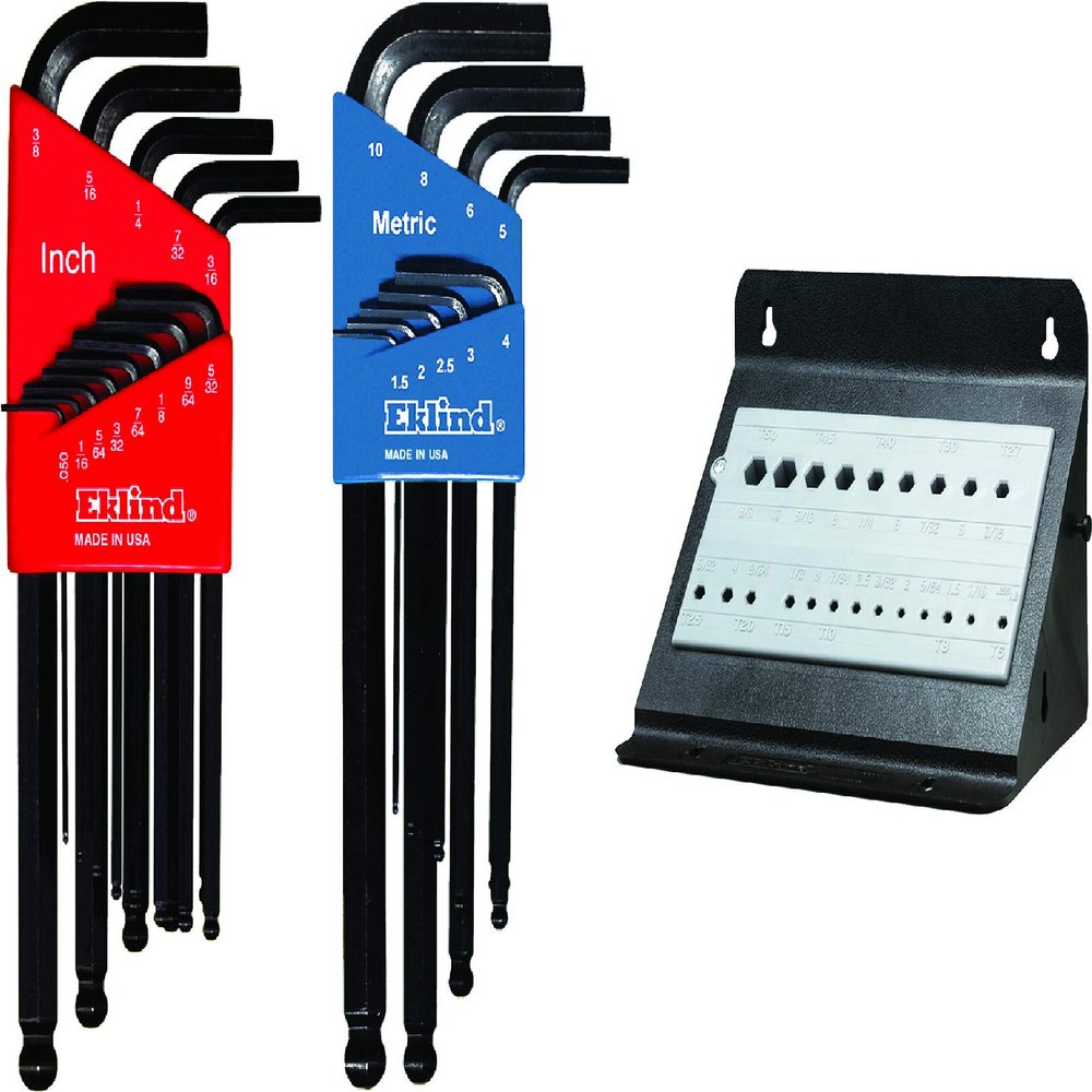 EKLIND 13223 Ball-Hex L-Key allen wrench Combo- Inch / MM (2 sets 22pc) w/ stand