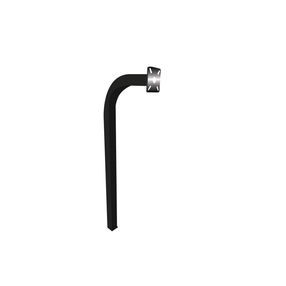 Standard Direct Burial Goose Neck Pedestal Aluminum 2" X 2" X 60" gate keypad mounting Post (Black)