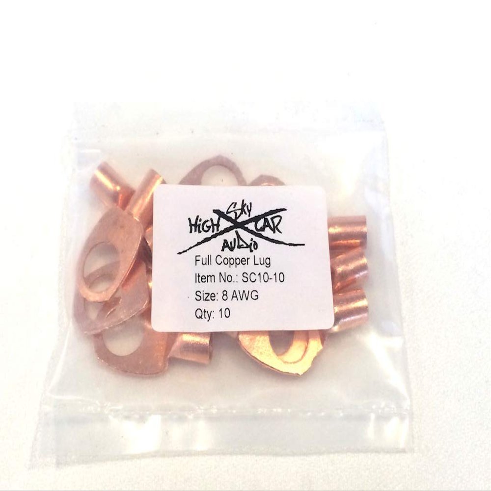(10) 8 Gauge Copper Ring Terminals 1/4"