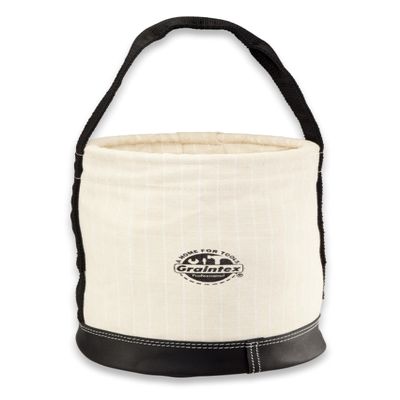 Graintex CB2112 Utility Canvas Bucket Leather Bottom 15" X 10" Rip-Stop Canvas Webbing Handle