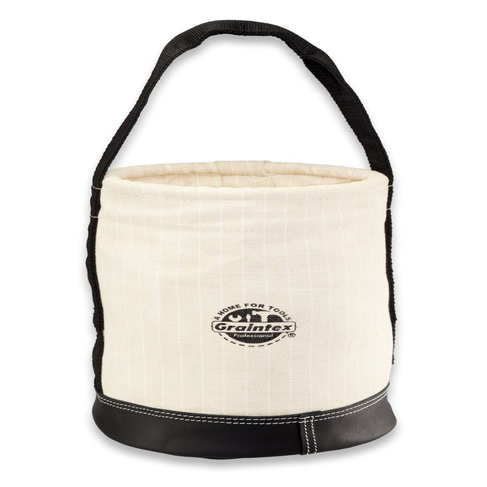 Graintex CB2112 Utility Canvas Bucket Leather Bottom 15" X 10" Rip-Stop Canvas Webbing Handle