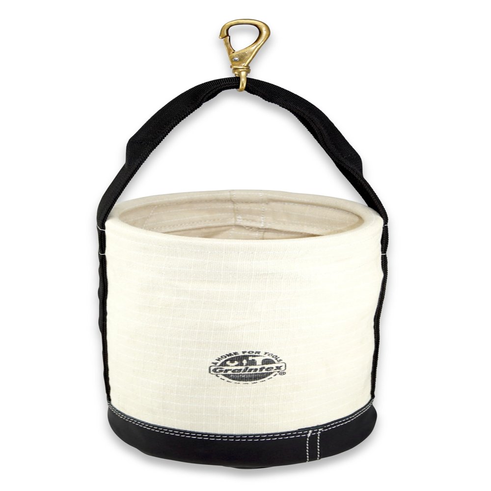 Graintex CB2113 Utility Canvas Bucket Leather Bottom W/Swivel Snap Hook 15" X 10" Rip-Stop Canvas Webbing Handle