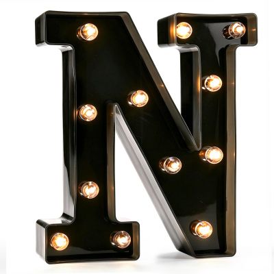 Pooqla Black Light Up Letter N, Marquee Letters Black Room Decor
