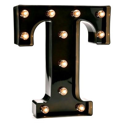 Pooqla Black Light Up Letter T, Marquee Letters Black Room Decor