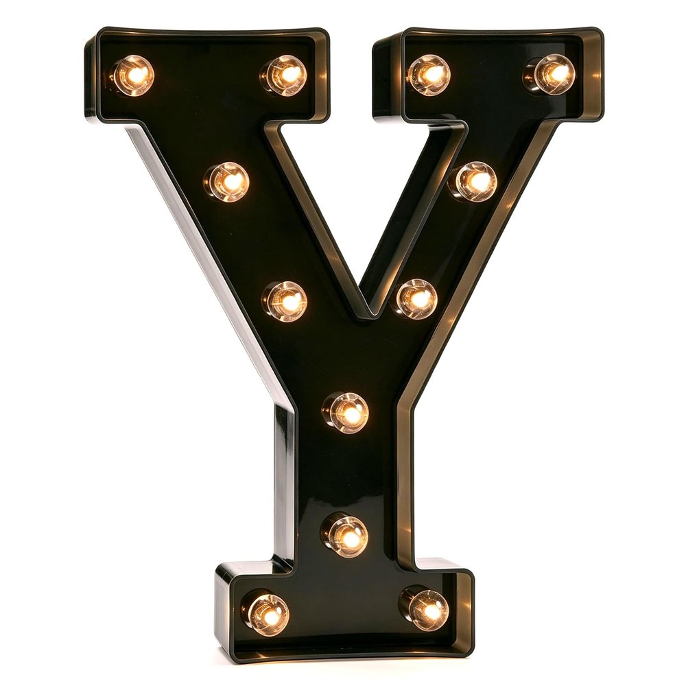 Pooqla Black Light Up Letter Y, Marquee Letters Black Room Decor