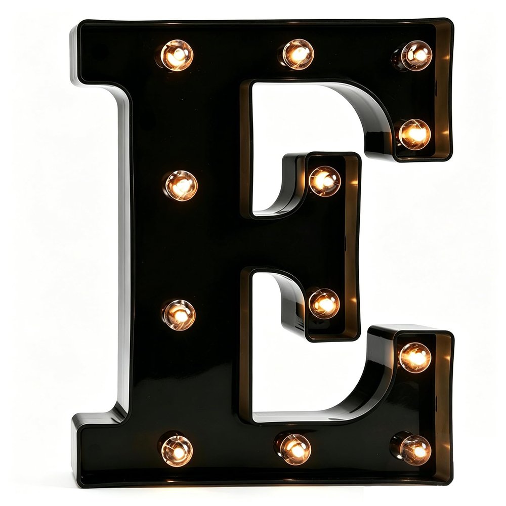 Pooqla Black Light Up Letter E, Marquee Letters Black Room Decor